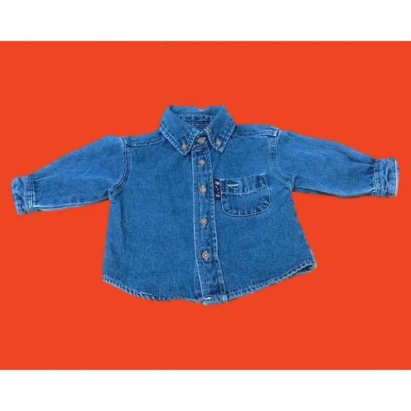 'Lil 66' Route 66 Toddler Front Pocket Button Down Collar Blue Denim Jacket 12M - Picture 8 of 16
